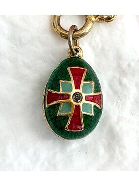 Joan Rivers Red & Green EnamelQueen of Romania Faberge Egg Vintage Charm